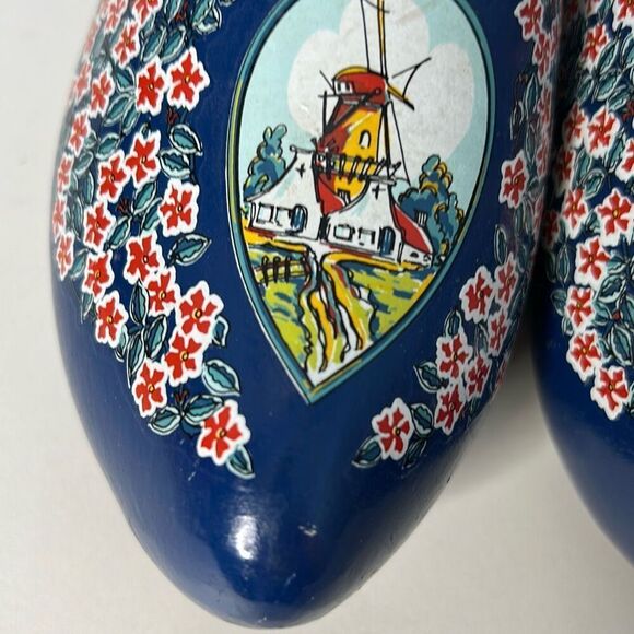 VZ Holland  Wooden Shoes Blue hand painted 22 - Picture 3 of 7